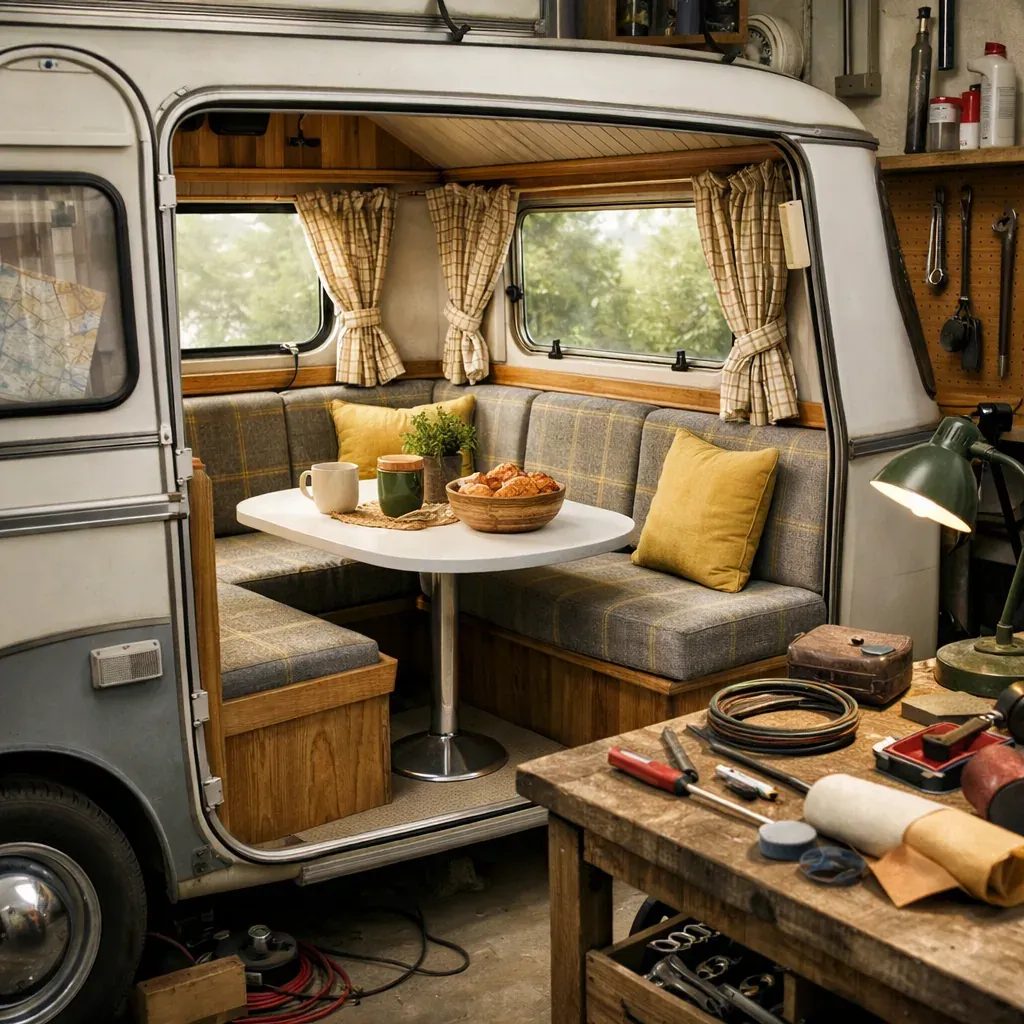 Créer un coin repas confortable dans une petite caravane