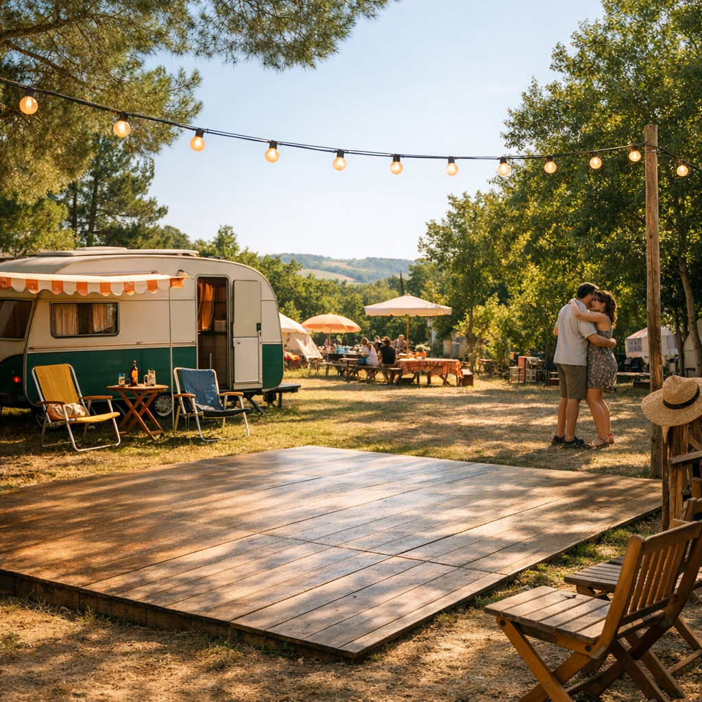 L’Épisode Dancing Camping se situe dans Camping Paradis