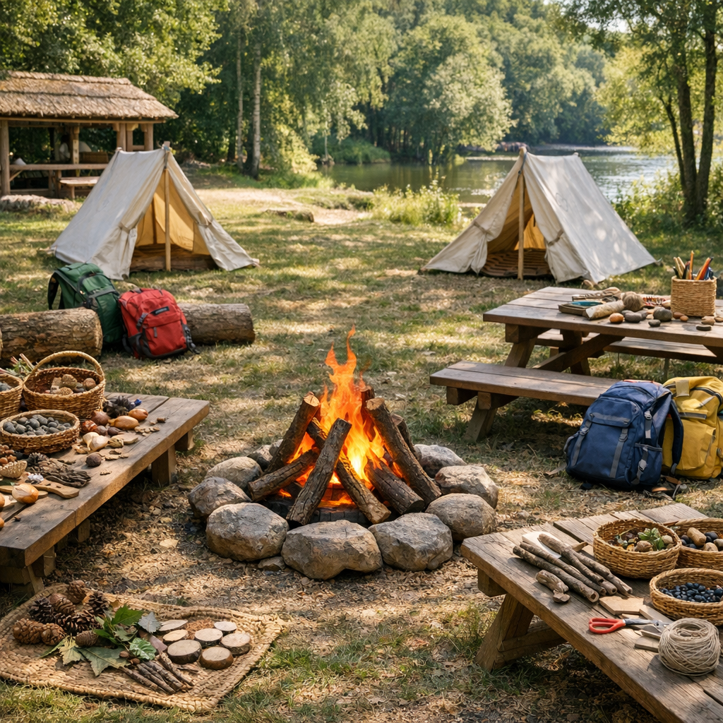 Un thème camping en centre de loisirs se prépare comme un camp